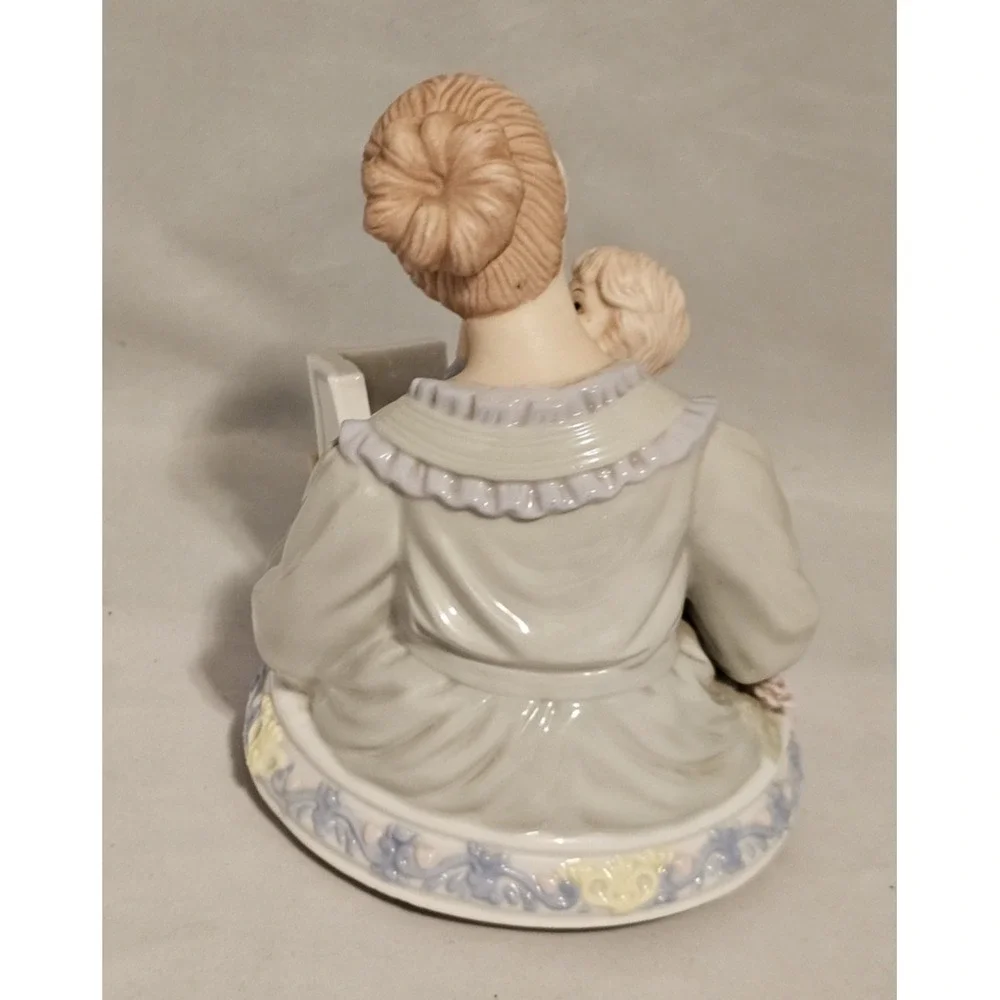 Musical Figurine Plays Brahms Waltz Wind Up Mother Reading To Baby Gift